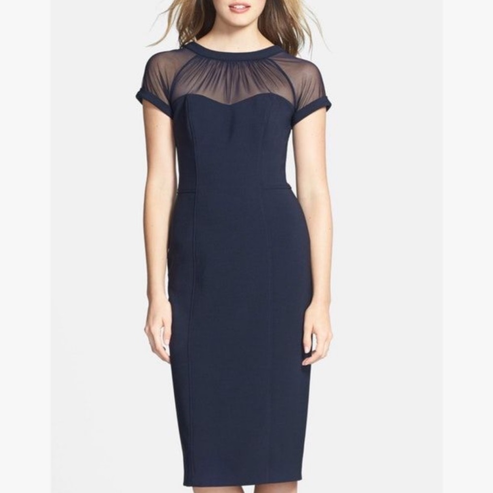 Maggy London Illusion Yoke Cocktail Dress